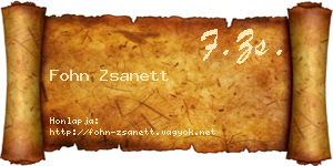 Fohn Zsanett névjegykártya